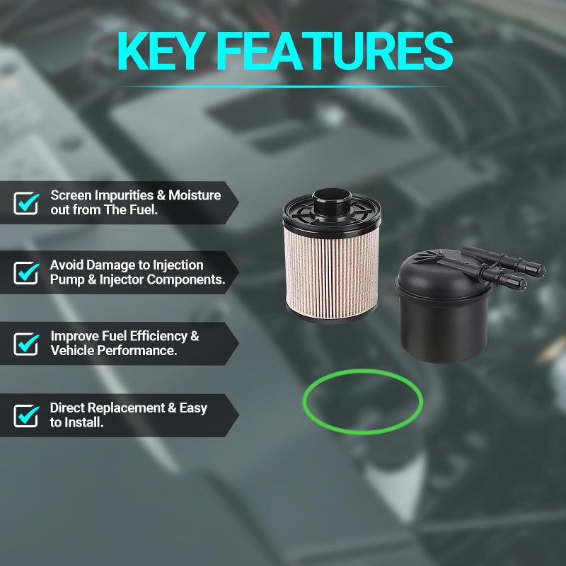 MNJWS 6.7 Fuel Filter - Compatible with 2011-2016 Ford F-250 F-350 F-450 F-550 Super Duty 6.7L V8 Diesel - Replace FD-4615 BC3Z-9N184-B - 5 Micron Fuel Filter Water Separator Kit - Image 4